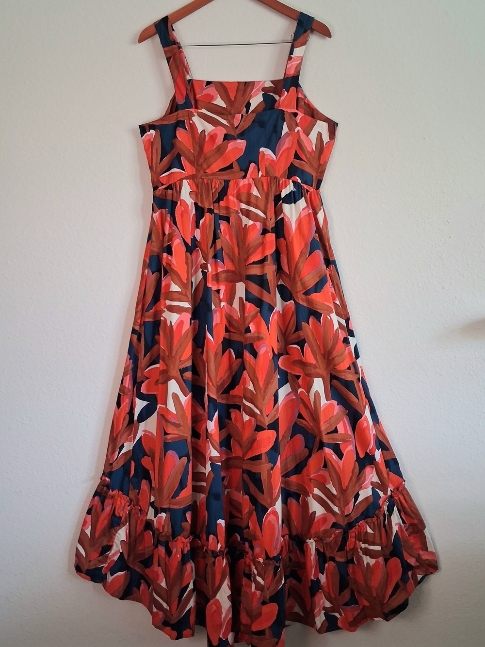 Who What Wear Red and Navy Floral Maxi Dress